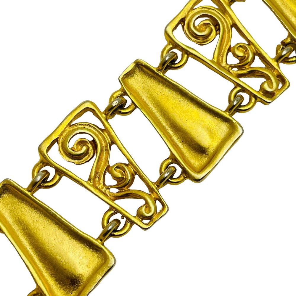 Vintage matte gold modernist designer bracelet - Picture 3 of 5